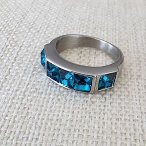 Fifth Avenue Collection Sterling Silver Blue Cubic Zirconia Ring, Size 6.5